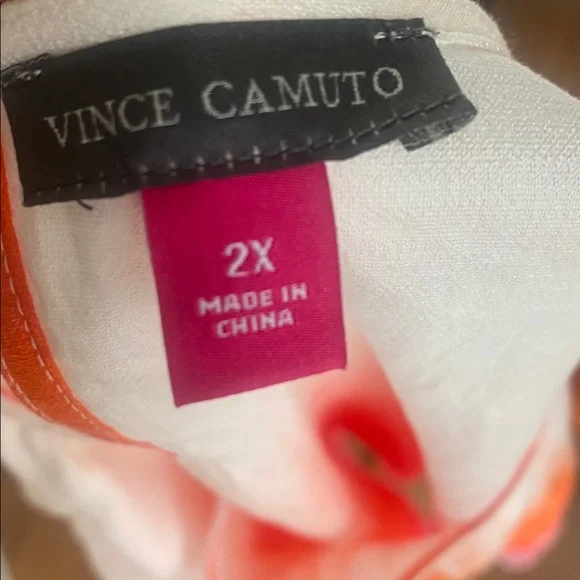 Vince Camuto Afterglow orange pink & white short sleeve blouse 2X - Picture 9 of 9